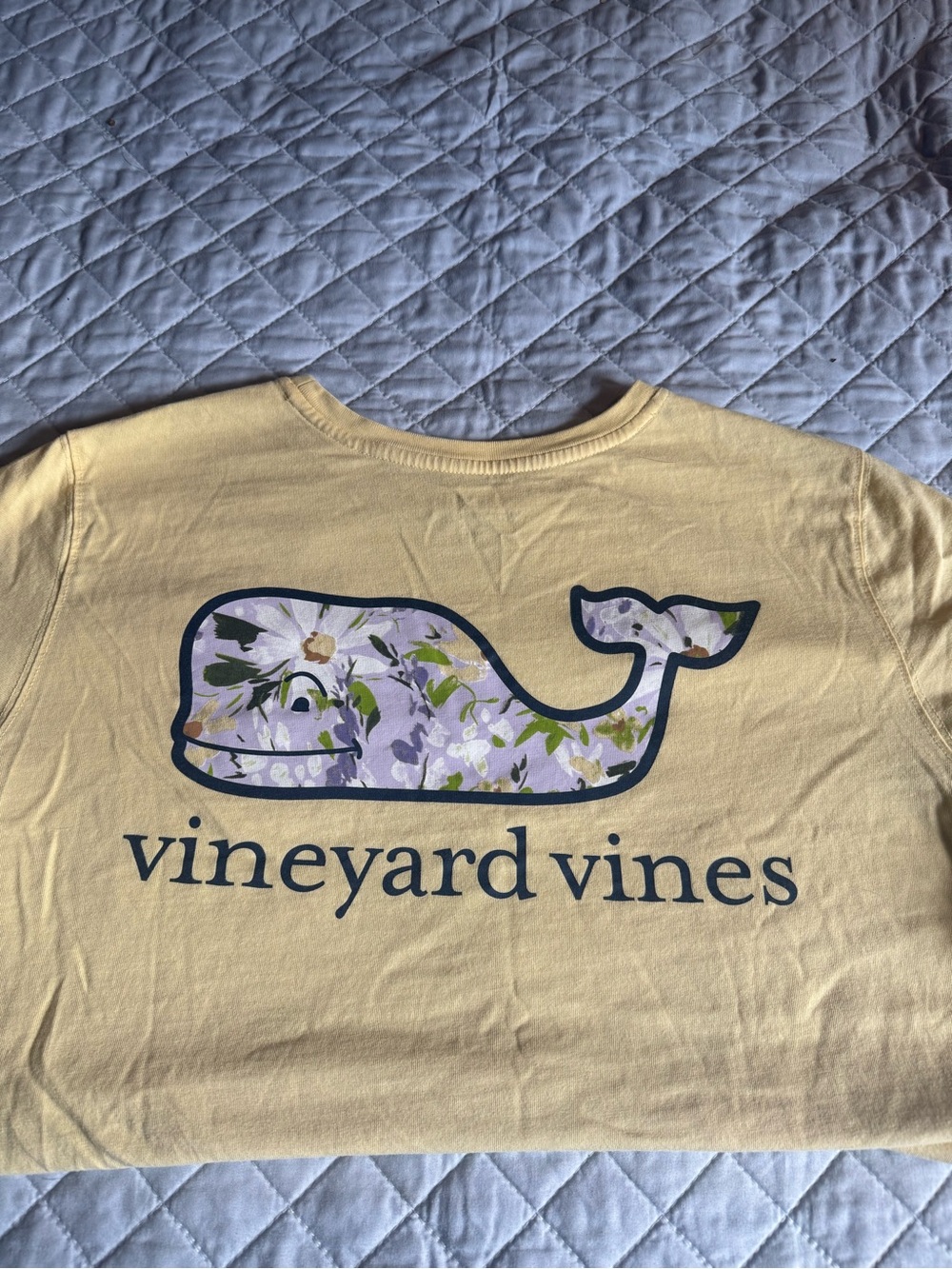 Vineyard Vines Pale Yellow Kids Floral Whale Teeo
